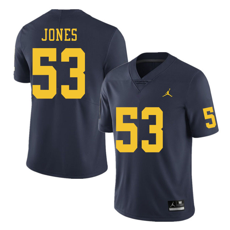 Men #53 Trente Jones Michigan Wolverines College Football Jerseys Sale-Navy